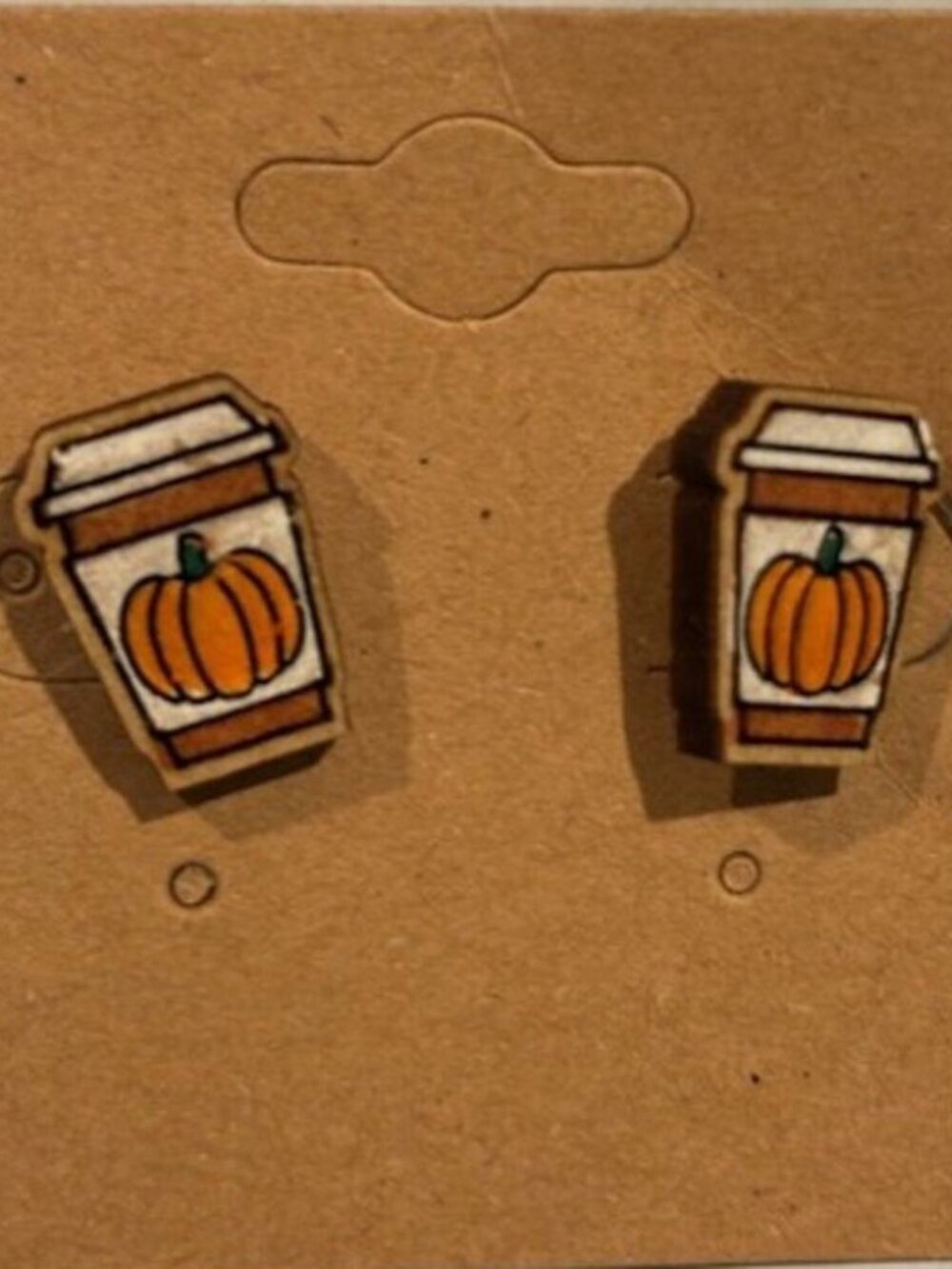 Handcrafted Pumpkin Latte Earring Stainless Steel backing